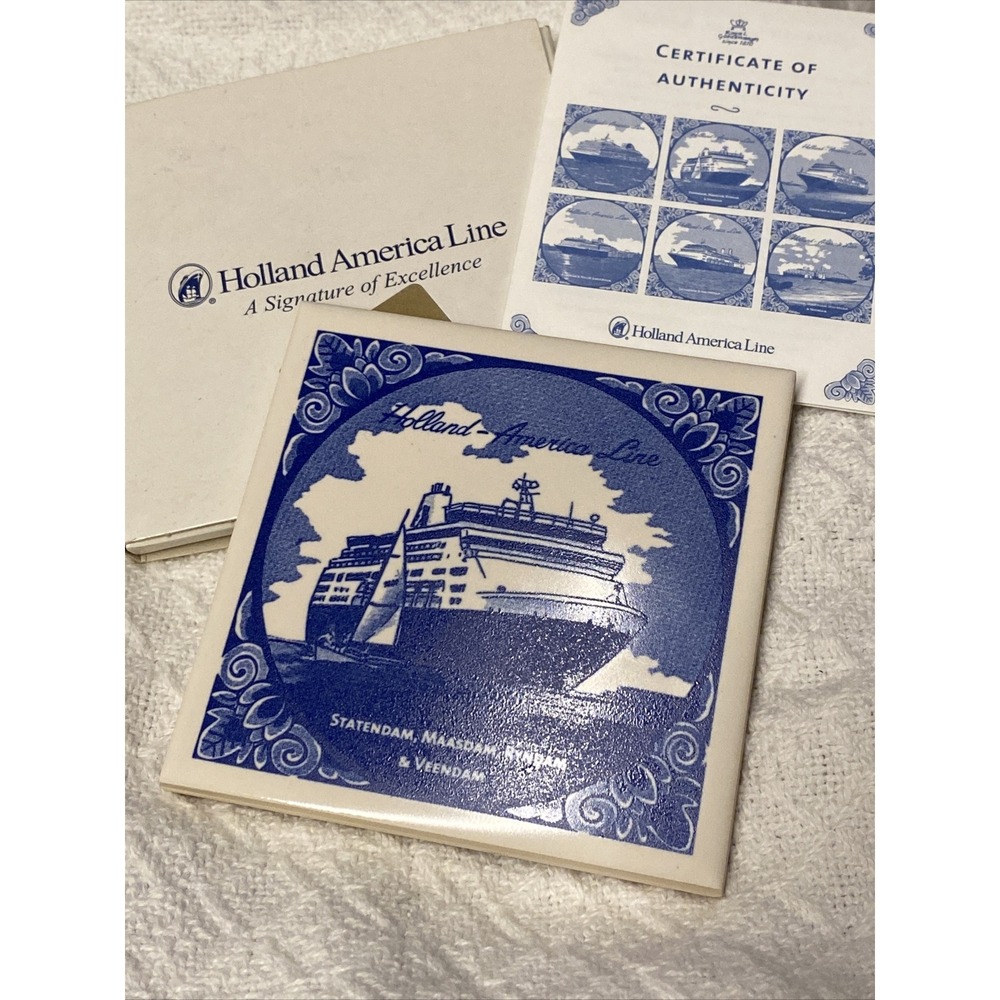 New Goedewaagen Holland America Line Tile Coaster w/COA Statendam,Waasdam,Ryndam